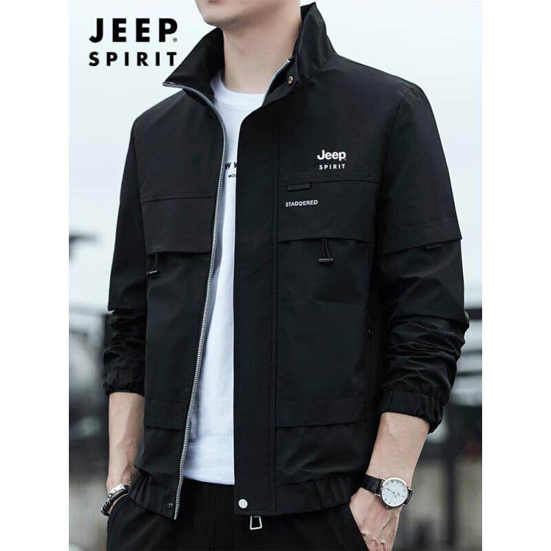 吉普(JEEP)外套男夹克2023秋季夹克男士立领棒球服工装男装 黑色属于什么档次？