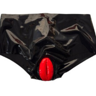 定制乳胶短裤男肛门 假阴 男士内衣三角裤子 紧身内裤安全裤