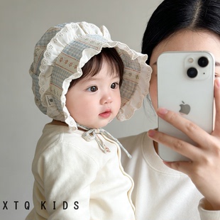 婴幼儿帽子春秋季可爱超萌蕾丝花边女宝宝公主帽2026新款欧风韩版