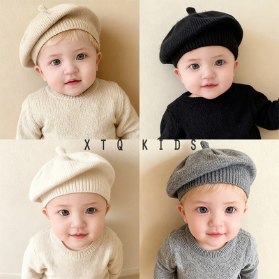 宝宝贝雷帽秋冬婴儿毛线帽洋气