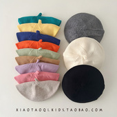 婴儿贝雷帽韩版 秋冬洋气画家帽男女宝宝小月龄春天针织毛线帽子潮