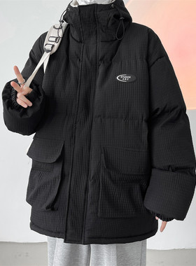 冬装羽绒棉服男新款大码宽松连帽保暖棉衣外套潮流学生加厚棉袄子