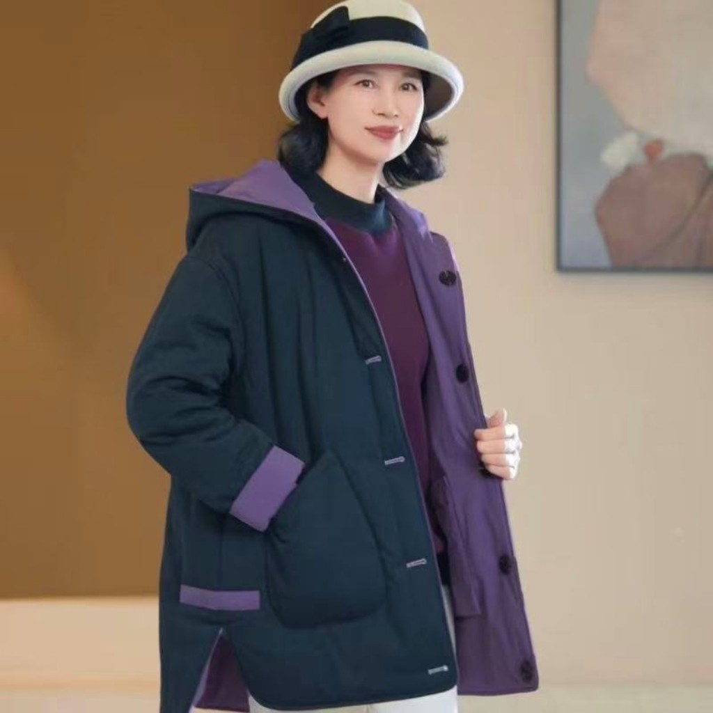 简约大气日常双面穿保暖棉服2025秋冬新款设计感休闲外穿连帽棉衣