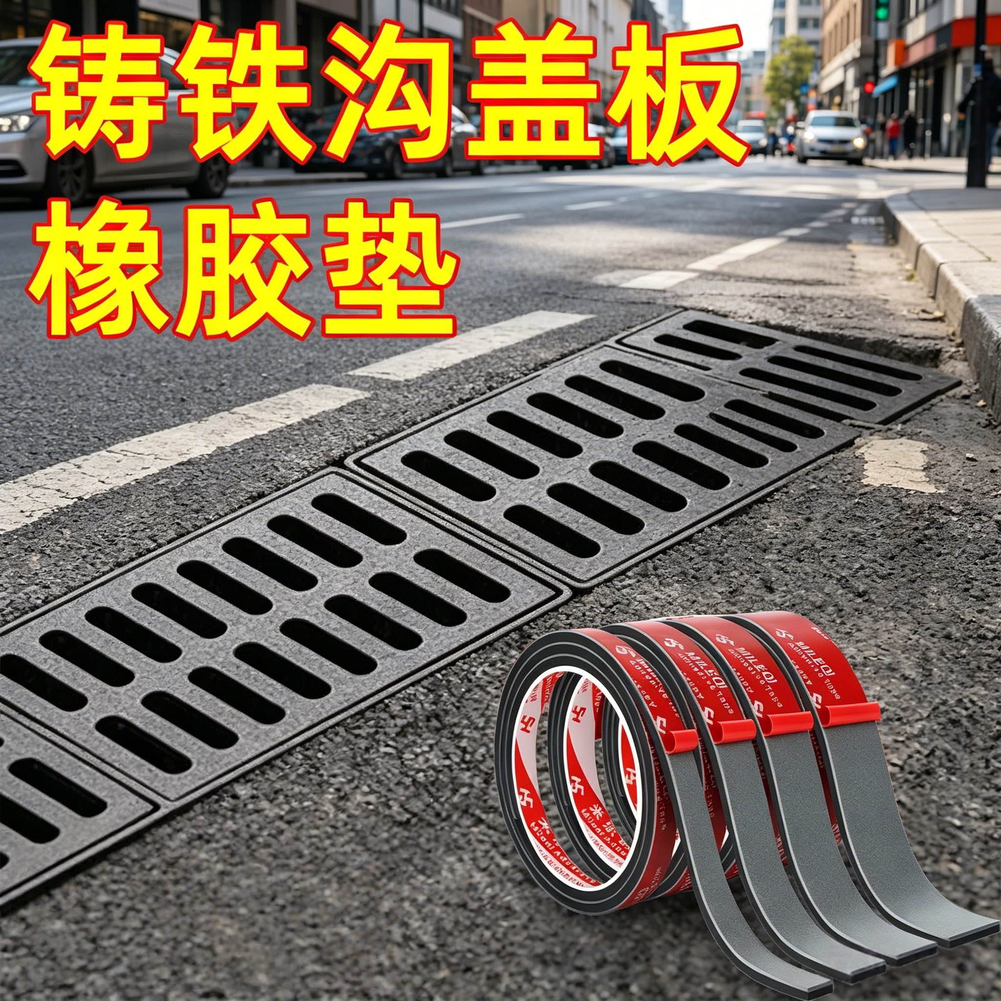 排水沟盖板橡胶垫窨井盖减震缓冲密封胶圈化粪池防臭垫防跳消音垫
