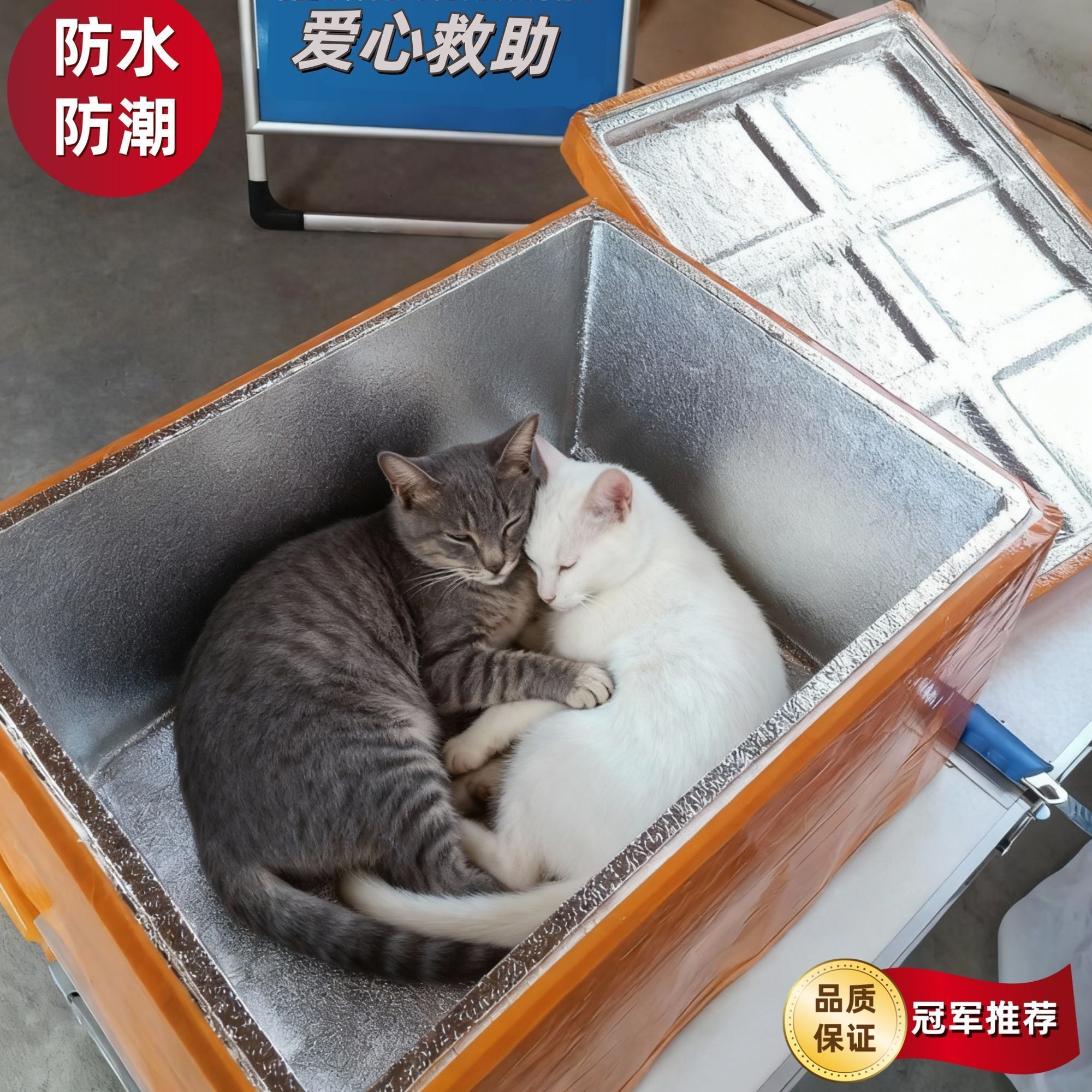 保温泡沫箱贴纸流浪猫窝室外防水防雨保暖纸箱DIY改造铝箔膜自粘
