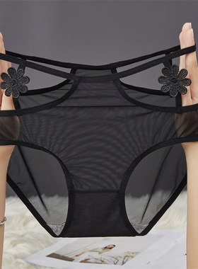 【90-200斤】性感镂空女士内裤细腻亲肤柔软网纱高腰高弹大码内裤