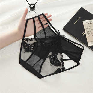 【90-120斤】黑色系列小版舒适透气女士蕾丝内裤镂空高弹低腰内裤