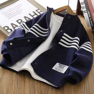 男童春秋外套2025春季儿童宽松百搭潮上衣中大童帅气卫衣拉链开衫