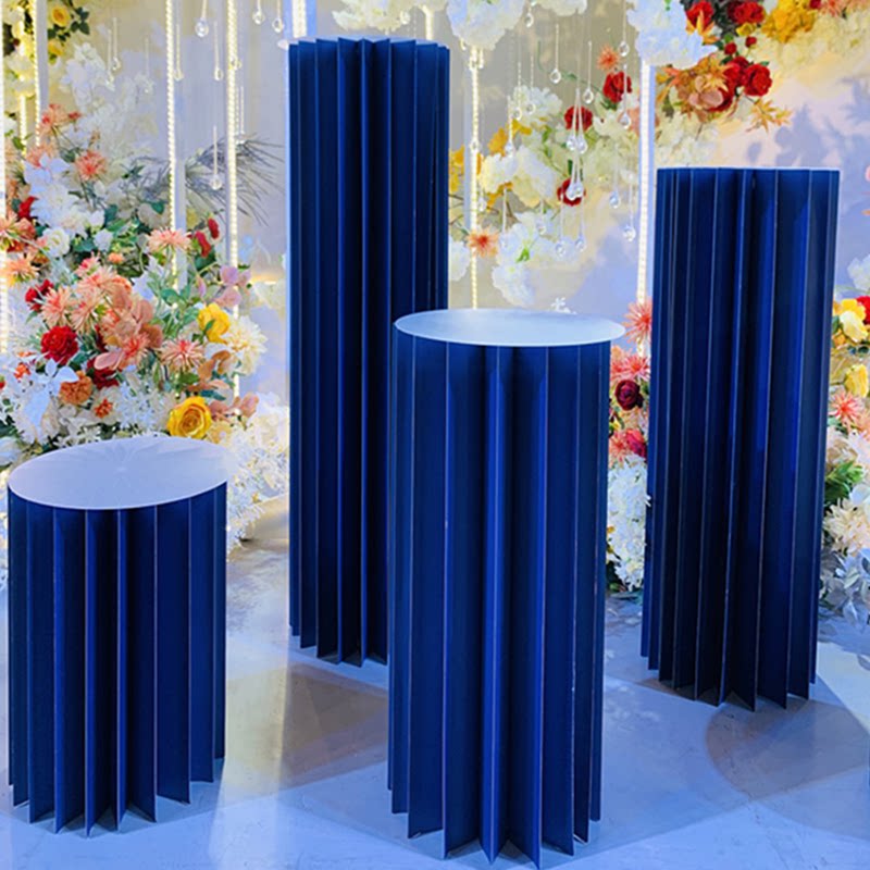 新款婚庆布置装饰道具折纸圆柱甜品折柱婚礼现场商场橱窗路引摆件