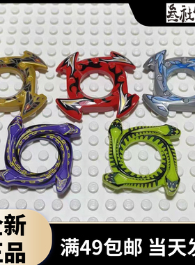 LEGO乐高 98341 98342pb 四齿生化印刷件 金平银红深紫浅绿 正品