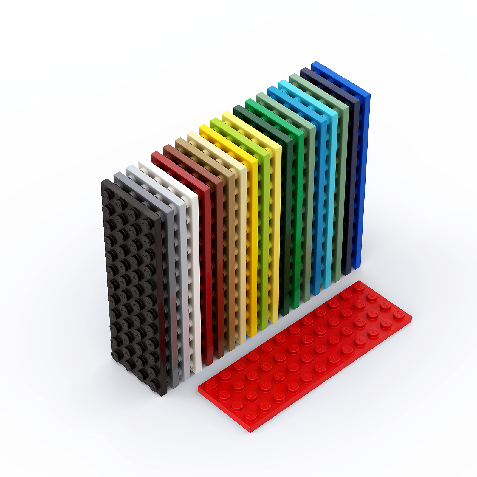 lego乐高 3029 4x12 基础板 绿 深灰 黑白 蔚蓝 红棕 米 黄蓝 moc