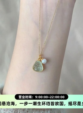 冰透弥勒佛佛公珍珠项链女小众设计高级感轻奢吊坠复古中式颈链