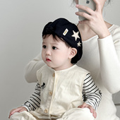 韩国潮流儿童帽子春秋季 保暖防风贝雷帽男女宝宝出游前进鸭舌帽冬