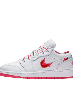 Nike耐克 Air Jordan AJ1 情人节低帮白紫红女复古鞋 554723-104