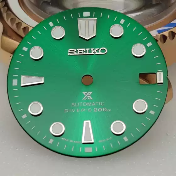 New Yuanzu Nh35 Mechanical Watch Dial with Luminous Diving Surface, C3 Strong Green Luminous Hands and Face, Diameter 28.5mm