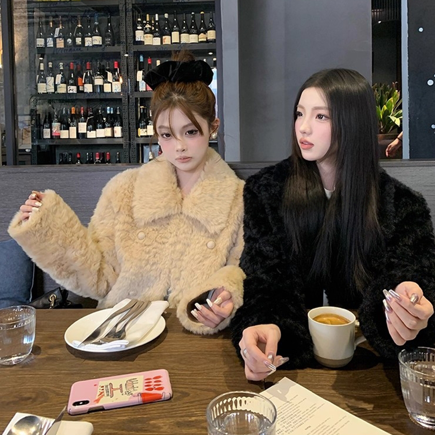 冬季新款羊羔毛皮草毛茸茸外套小个子中长款毛毛大衣翻领皮毛一体