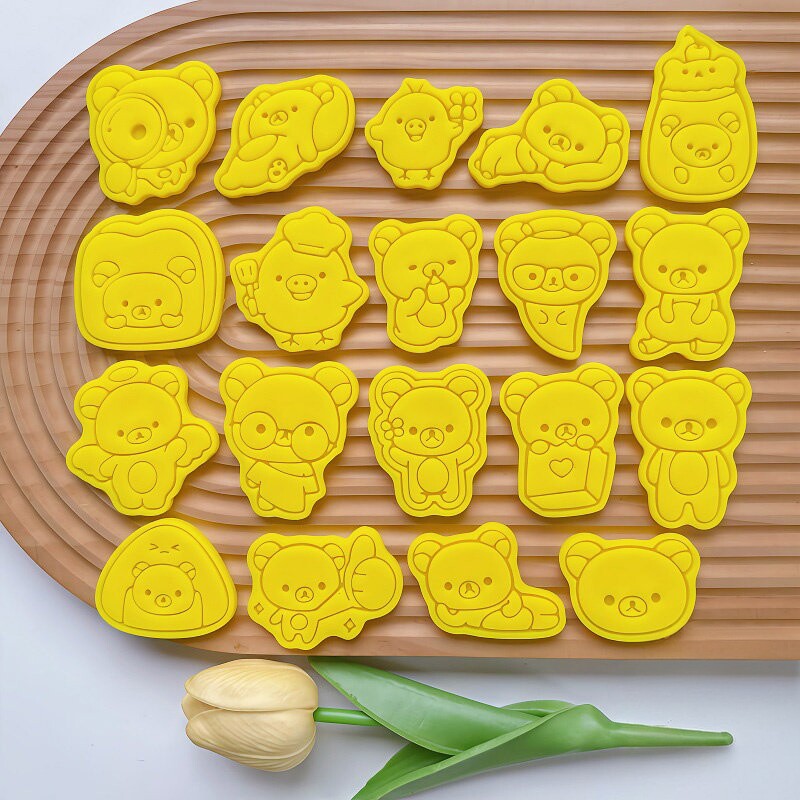 可爱卡通饼干模具日本轻松熊LOPZ sanx riakkuma家用烘焙曲奇印花