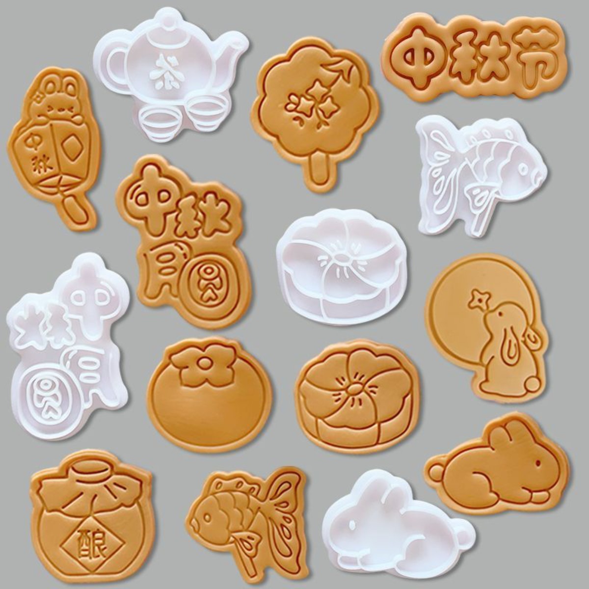 中秋节系列月亮兔子可爱卡通饼干曲奇模翻糖按压立体烘焙DIY工具