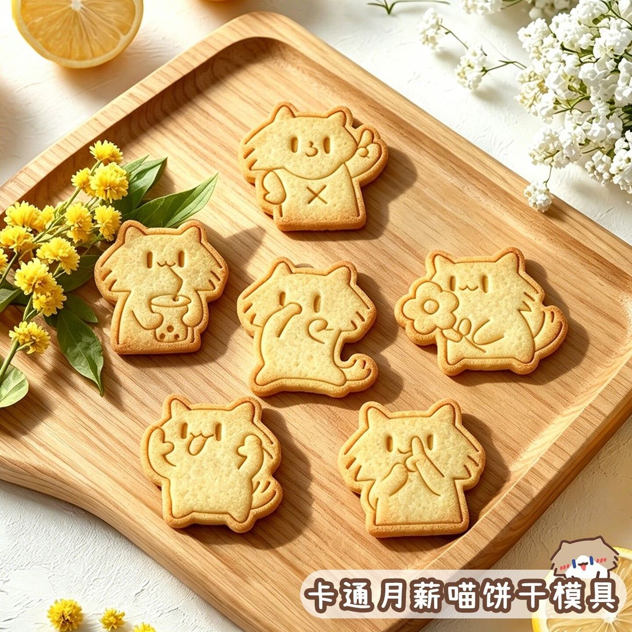 月薪喵卡通饼干模具可爱月薪喵表情包曲奇立体印花按压式烘焙工具