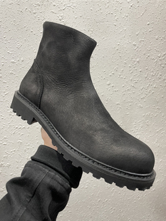 鞋 2025新款 头层牛皮工装 拉链马丁靴加绒软底软面英伦皮鞋 牛皮男款