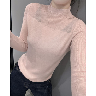 秋冬新款重工烫钻长袖针织衫