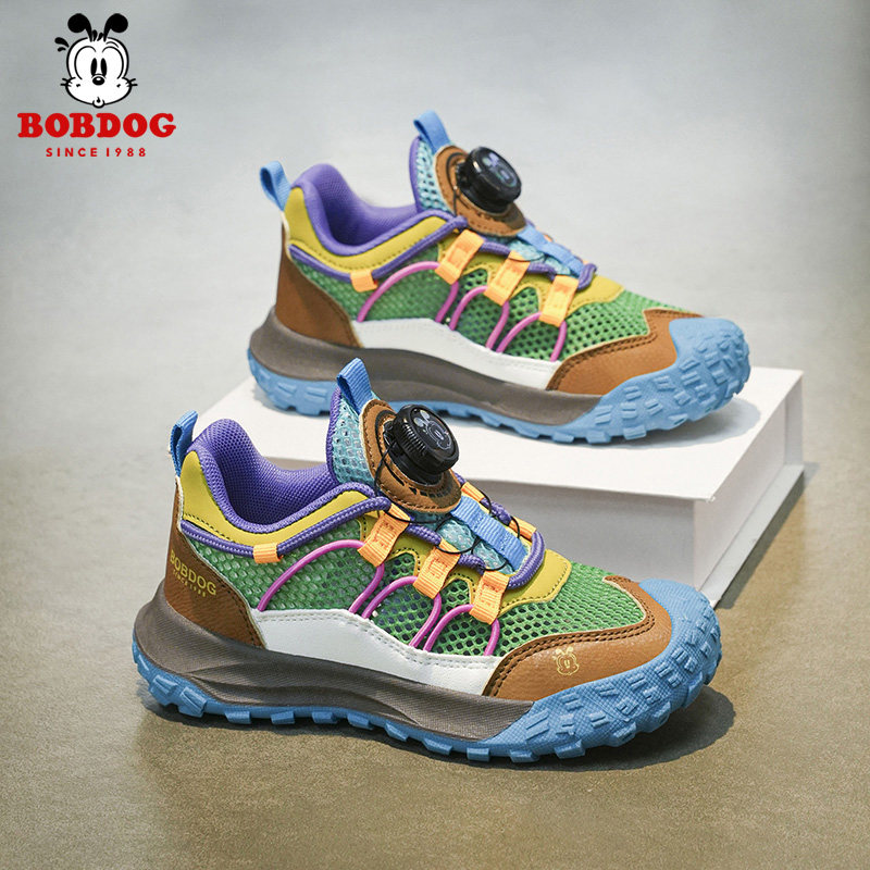 巴布豆童鞋男童运动鞋夏季网面透气儿童单网鞋男孩户外徒步德训鞋