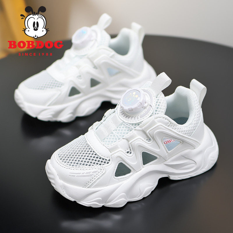 巴布豆童鞋儿童单网鞋白色夏季镂空网面透气男童框子鞋女童运动鞋