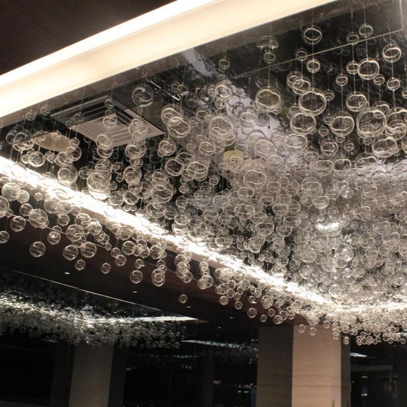 玻璃空心球串非标工程定制酒店售楼部会所客厅过道大堂宴会厅