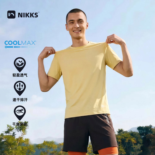 NIKKS Coolmax凉感t恤夏短袖冰丝天丝速干衣吸湿排汗透气运动上衣