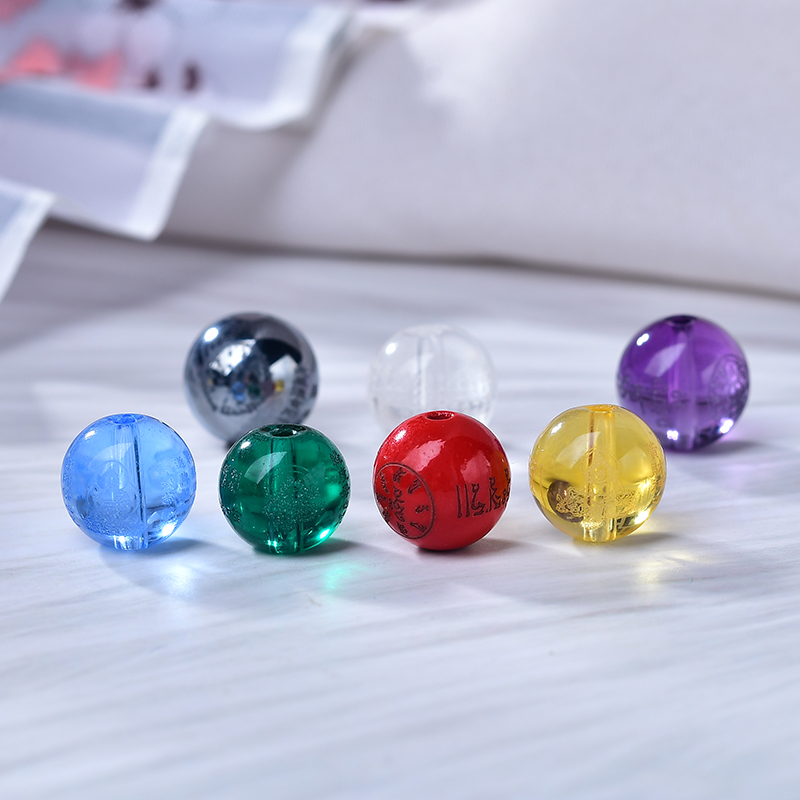 香灰琉璃手串十八籽刻字珠子绿度母药师文殊心咒散珠观音配串珠