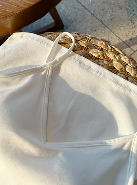 白色u型美背带胸垫深v领吊带背心女内搭外穿性感内衣纯棉针织上衣