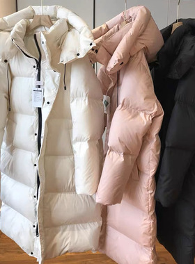 2025新款羽绒服女冬季韩版中长款时尚加厚过膝大被子纯色圆领外套