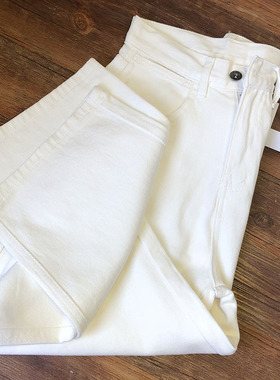 2024年新款白色高腰显瘦牛仔裤女夏宽松阔腿直筒长裤拖地裤小个子