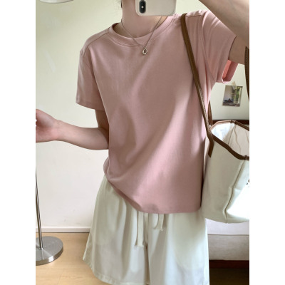 简约百搭短袖纯色t恤衫