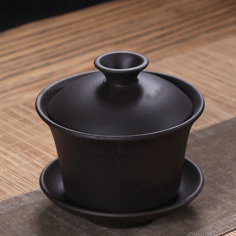 紫砂盖碗紫砂杯三才碗敬茶杯功夫茶具紫砂茶备陶瓷盖瓯茶杯茶配件