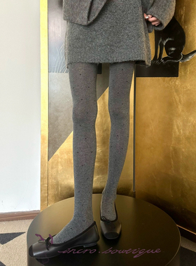 不可思一间秋冬新款薄款棉质无绒格蕾灰小波点圆点连裤打底袜韩系