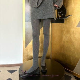 打底袜韩系 棉质无绒格蕾灰小波点圆点连裤 不可思一间秋冬新款 薄款