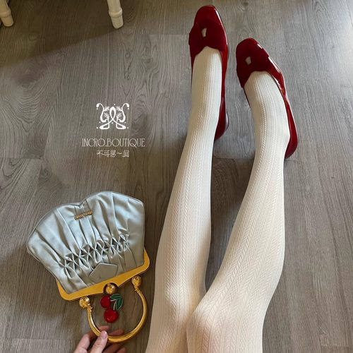 不可思一间120D微微透立体麻花甜美日系奶白色奶咖色连裤丝袜腿袜