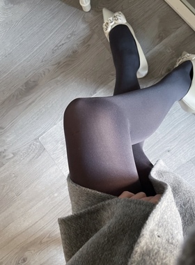 不可思一间实拍120D天鹅绒深灰色哑光加裆丝袜安可拉红时尚紫色女