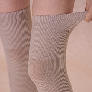 不可思一间高端羊毛宽边细条纹显瘦保暖防滑加长过膝袜大腿长筒袜