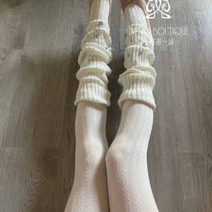 不可思一间白色奶白色合集秋冬羊毛显打底袜连裤 袜加厚保暖打底袜