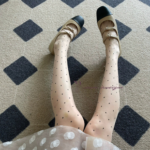 袜丝袜 复古赫本少女小波点肤色连裤 不可思一间早秋新款 法式