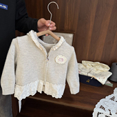 新款 韩版 女童加厚连帽毛衣外套 女婴儿童秋冬款 女宝宝休闲针织开衫