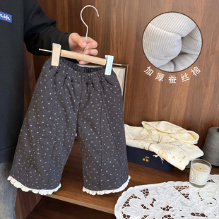 女童超厚夹棉德绒香蕉裤 棉裤 女婴儿冬季 女宝宝高端羊毛直筒休闲裤