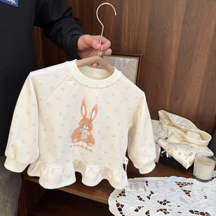 女宝宝可爱森系碎花T恤上衣女童春装2026新款女婴儿纯棉裙摆卫衣