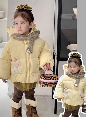 女宝宝亮肤黄色保暖棉衣女婴儿冬季棉袄女童加厚夹棉外套棉服韩系