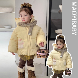 女宝宝亮肤黄色保暖棉衣女婴儿冬季棉袄女童加厚夹棉外套棉服韩系