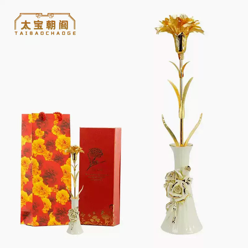 24K金箔花康乃馨送母亲节日礼品
