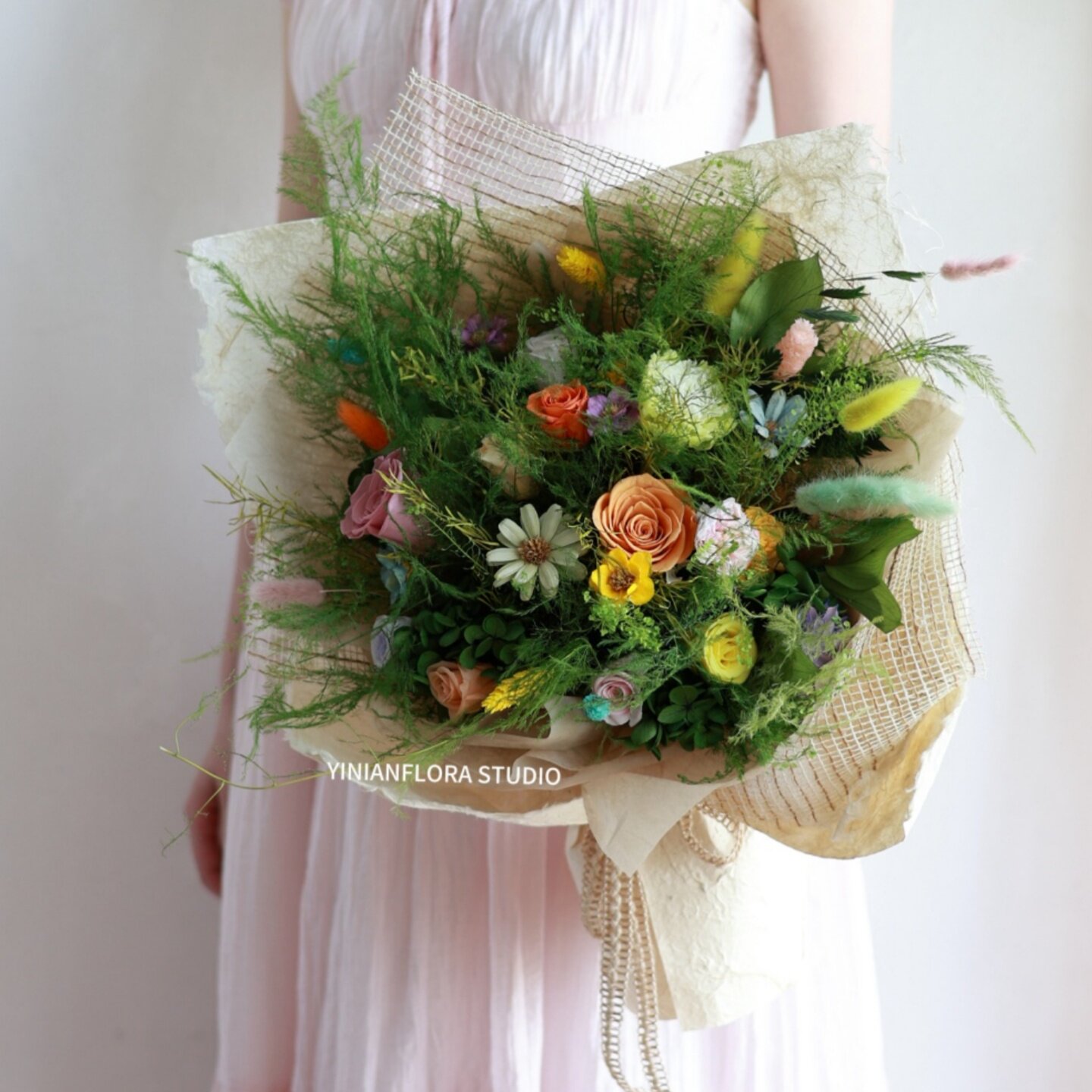 ins风永生花玫瑰干花混合花束永生花