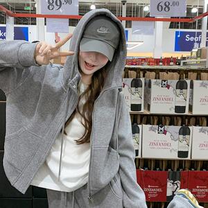 韩版宽松休闲运动卫衣女2025春秋新款连帽开衫外套长裤图片